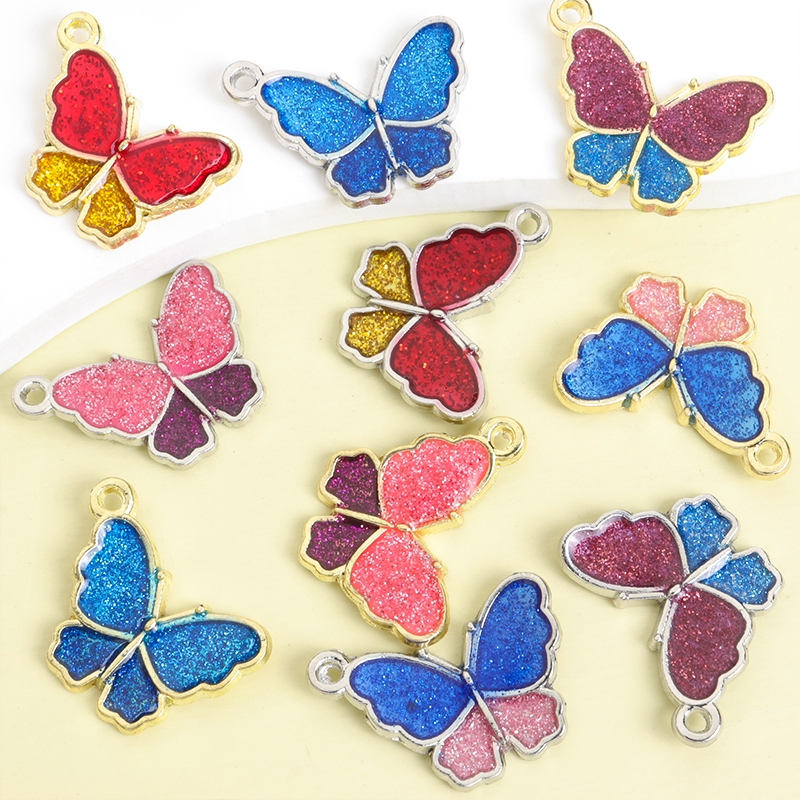 10ชิ้นvibrant Bright-Coloredผีเสื้อCharmsสไตล์สร้อยคอ,สร้อยข้อมือ,ต่างหูและอื่นๆเครื่องประดับโซ่Party Scene Decor DIYผีเสื้อรูปเงาDropน้ํามันจี้