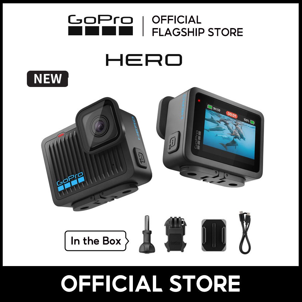 [ประกันภัย 1 ปี] GoPro HERO Action Camera, กล้องโกโปร4Kที่เล็กที่สุดของโกโปร‘，กนัน้ าไดล้กึถงึ 5 เมตร，น้ำหนักเท่านั้น 86 กรัม