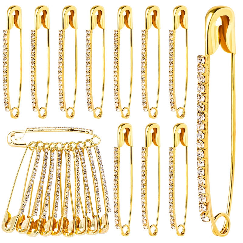 10 ชิ้นเข็มกลัดเสื้อผ้า Rhinestone Safety Pins Anti-exposure ปุ่มสําหรับกางเกงคุณภาพสูงอุปกรณ์เสริม