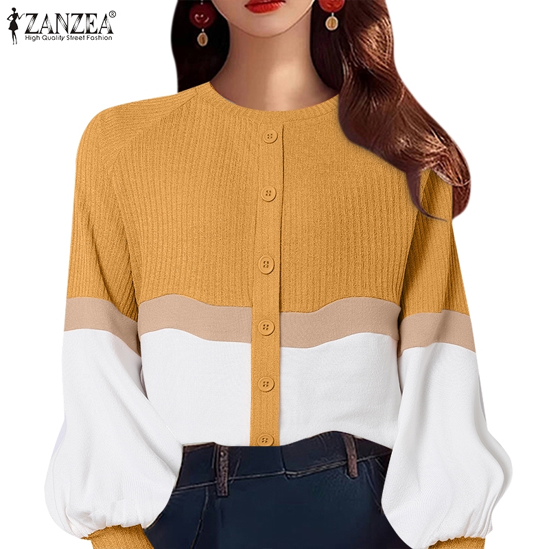 Zanzea เสื้อสเวตเตอร์แขนยาวแฟชั่นเกาหลีสําหรับผู้หญิง