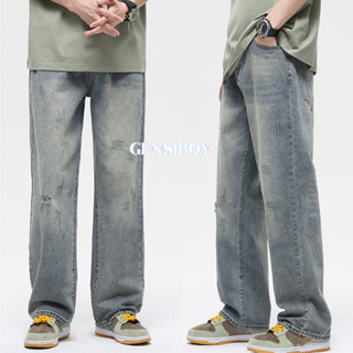 Gensiboy- พร้อมส่ง กางเกงยีนส์ผู้ชาย ขายาว ยีนส์ขากระบอก วิน…