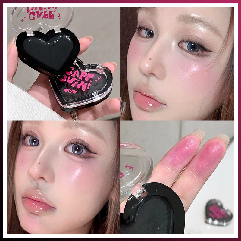 【FDA】Cappuvini เปลี่ยนสีหัวใจครีมบลัชออนไม่ซีดจางสีฟ้าธรรมชาติ ให้ความชุ่มชื้น ธรรมชาติ มันเงา-PY.th