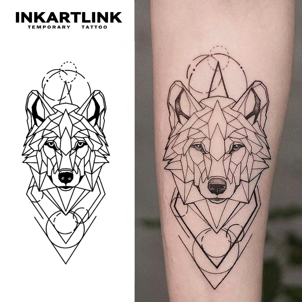 สติกเกอร์รอยสักชั่วคราวลายสุนัขจิ้งจอกสไตล์มินิมอล Inkartlink กันน้ำ รอยสักปลอมที่ติดทนนาน รอยสักกึ่งถาวร อยู่ได้นานถึง 15 วัน