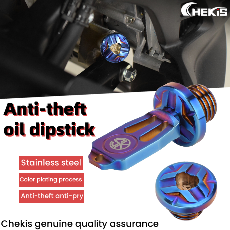 Chekis ฝาครอบสกรูน้ำมันกันขโมยแบบดัดแปลง และอุปกรณ์เสริมน็อตไทเทเนียมที่ถูกเผา for KAWASAKI Z250 Z40