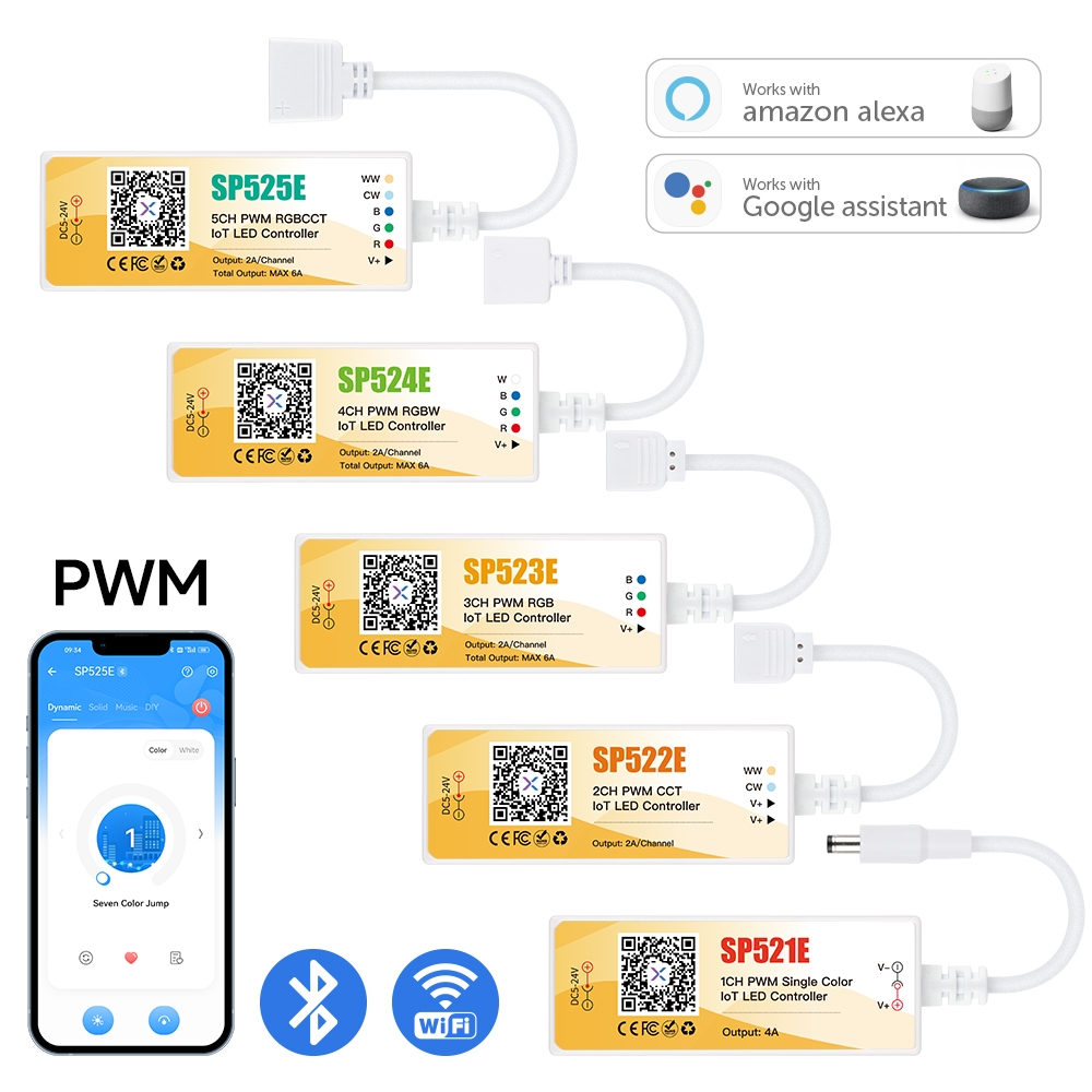 BTF-LIGHTING PWM ตัวควบคุม LED บลูทูธ WiFi การเชื่อมต่อคลาวด์ระยะไกล สําหรับแถบไฟ LED CCT RGB RGBW R