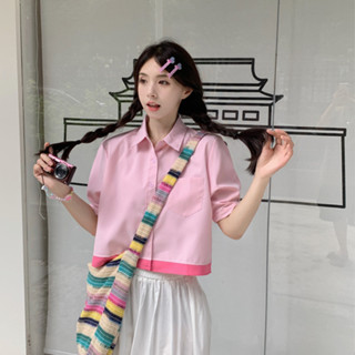 Laterme เสื้อสไตล์หวาน เสื้อเชิ้ตเกาหลีทรงหลวม