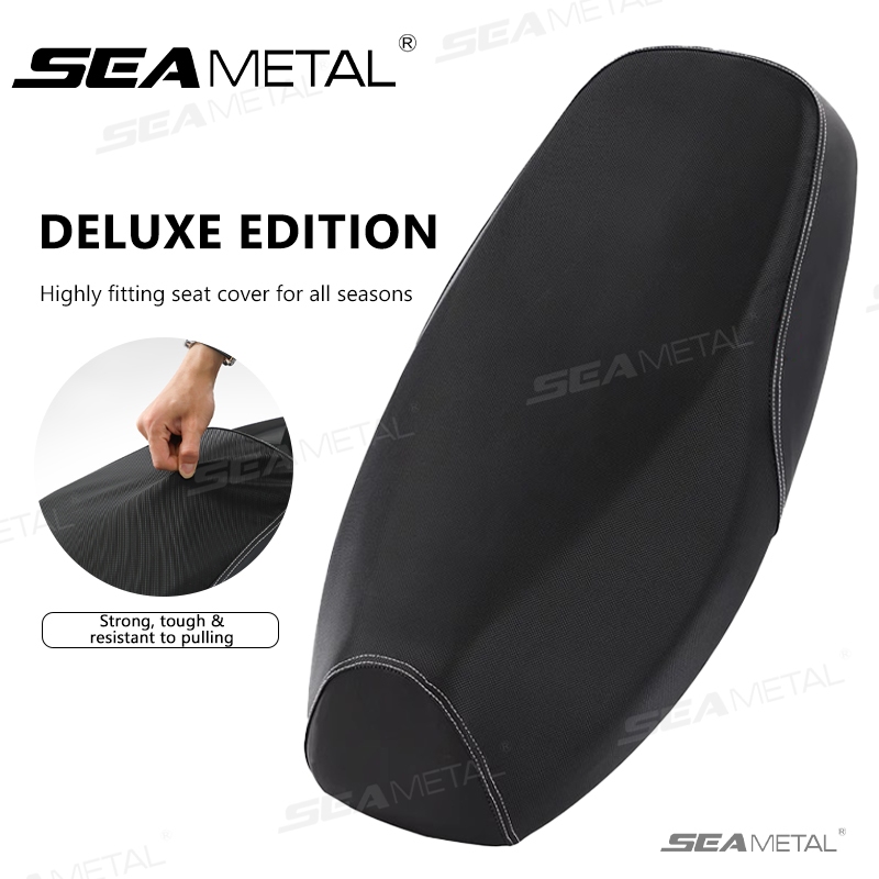 SEAMETAL ผ้าหุ้มเบาะมอเตอร์ไซต์ สดุ: หนัง PU ผ้าเบาะรถมอไซ XXL