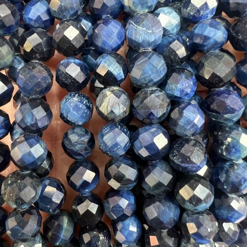 Facated หินธรรมชาติ Tri สี Tiger Eye Blue Tiger Eye Red Tiger Eye ลูกปัด 6/8/10 มม.หลวมสําหรับ DIY ท