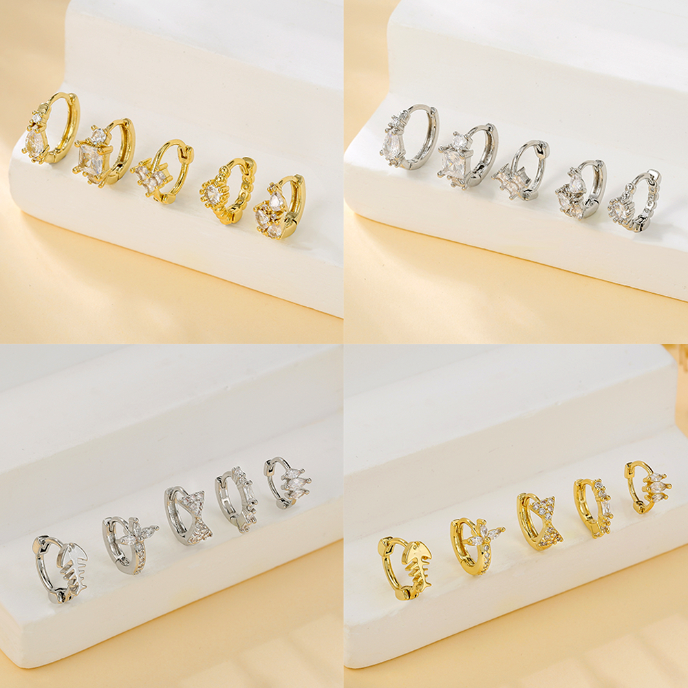 1 ชิ้น G23 ต่างหูห่วงเหล็กไทเทเนียมโบว์หัวใจต่างหูห่วงเกลียวเจาะ