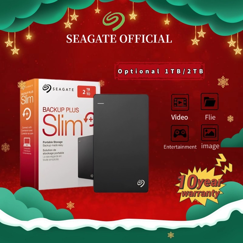Seagate 1TB 2TB ฮาร์ดไดรฟ์ภายนอก Backup Plus Slim External HDD USB 3.0 ฮาร์ดดิสก์