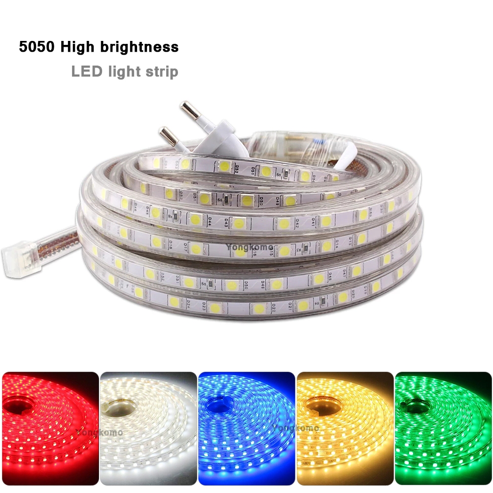 Smd 5050 LED Strip Soft Light AC 220V LED เทปกันน้ํากลางแจ้งไฟ LED Garden Walk Home Party ตกแต่งปีใหม่