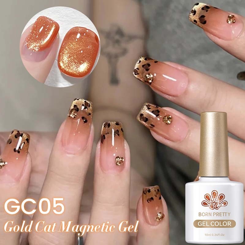 Born PRETTY 10ml Gold Cat Magnetic Gel ฤดูใบไม้ร่วงรู้สึกเล็บเจล Soak Off UV เจลเล็บเคลือบเงา