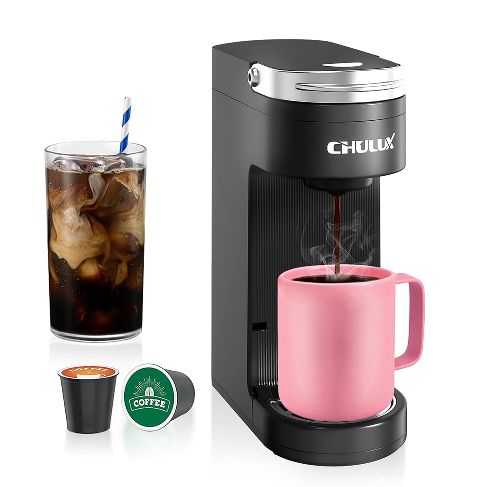Chulux Slim Single Serve เครื่องชงกาแฟสําหรับ K Cup Pods & กาแฟบด & ชาแคปซูล & นมชาแคปซูล