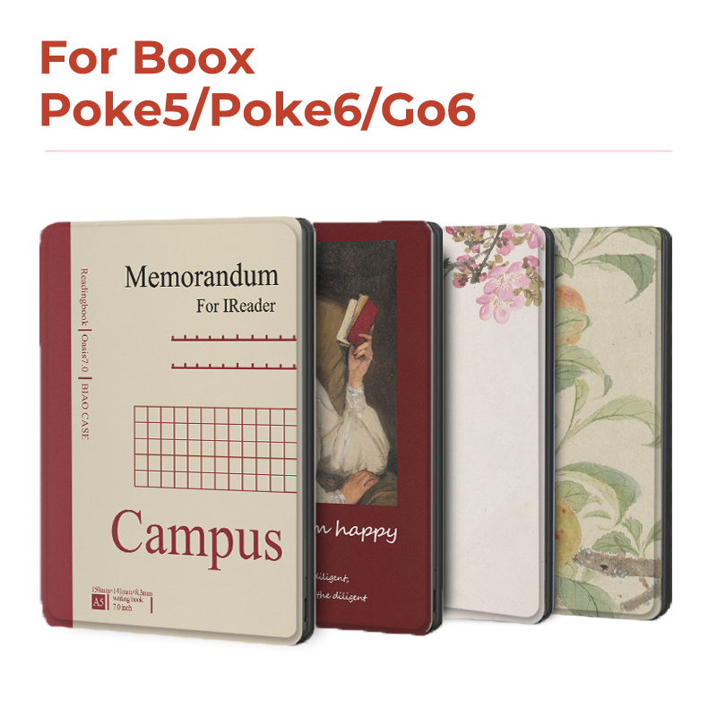 สําหรับ Onyx BOOX GO 6, Poke5 และ Poke6 เคส e-reader ขนาด 6 นิ้วพร้อมแท็บเล็ตอัจฉริยะแม่เหล็กบางพิเศษ ปลุกอัตโนมัติ ฟังก์ชั่นสีทึบสไตล์จีนโบราณสไตล์
