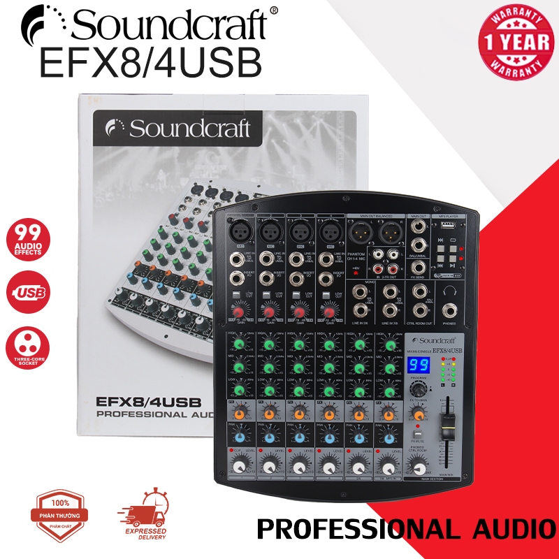 Soundcraft EFX8/4USB มิกเซอร์ขนาดเล็กระดับมืออาชีพ รองรับการเชื่อมต่อ USB พร้อมเอฟเฟกต์การย้อนกลับ
