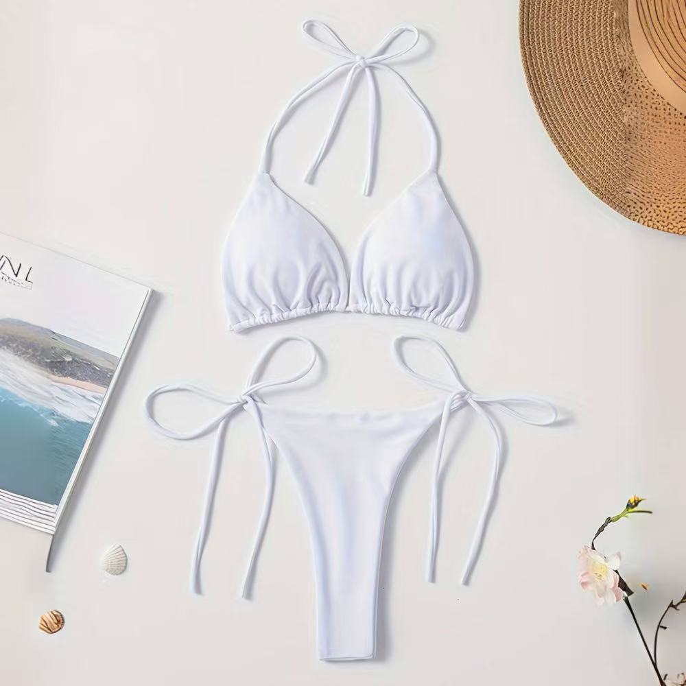 💙ส่งไวจากไทย🤍บิกินี่+เสื้อผ้ากันแดด บิกินี่ swim ชุดว่ายน้ำจีสตริง 5 สี - 4