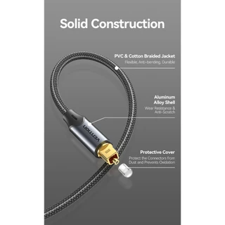 Vention Optic Audio Digital Optical Fiber Cable Toslink 1m 5m SPDIF Coaxial Cable for Amplifiers Player PS5 Soundbar Cable