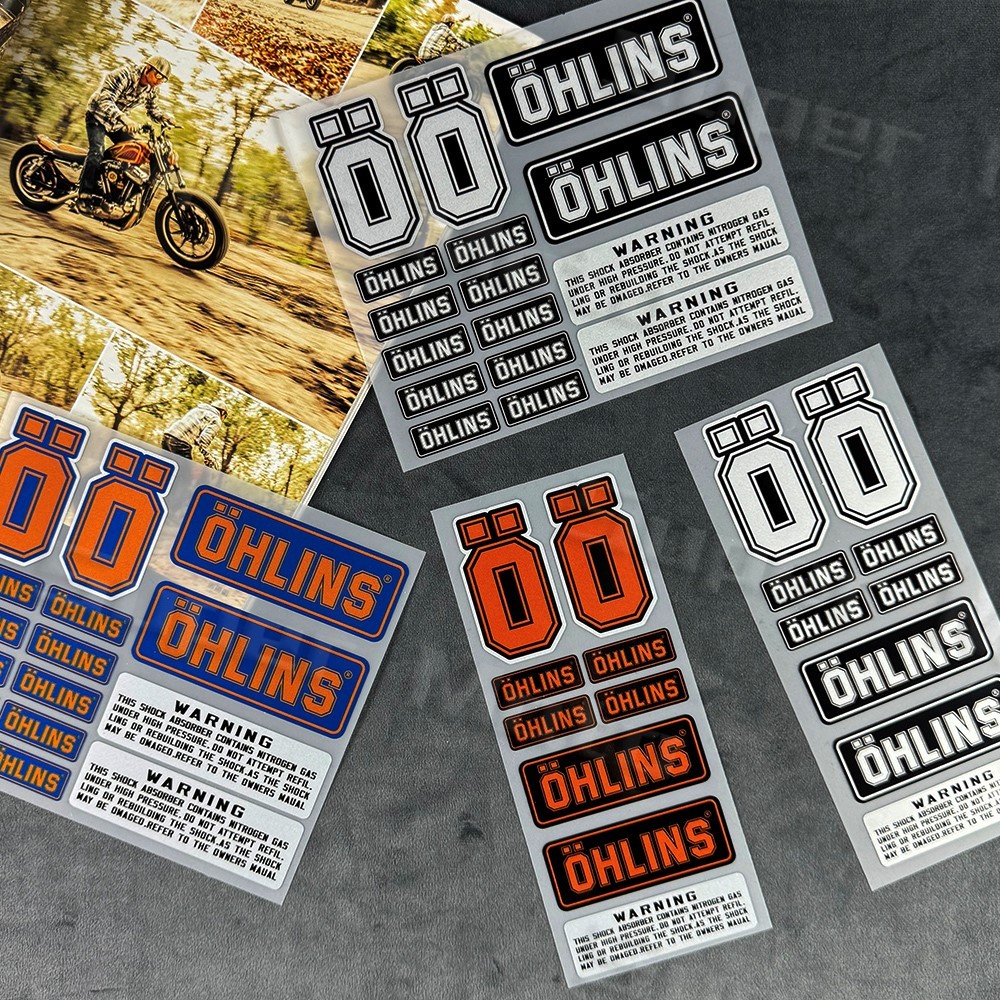 สติกเกอร์รถจักรยานยนต์สะท้อนแสง OHLINS Racing Suspension Shock Moto อุปกรณ์เสริม Decal สติกเกอร์การปรับเปลี่ยนตกแต่งกันน้ําสําหรับ Suzuki