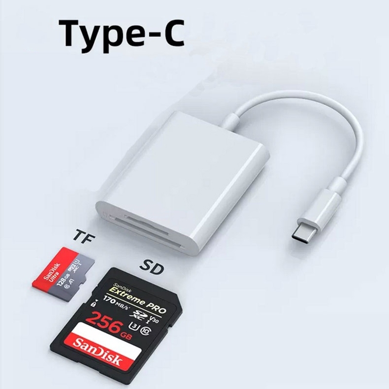 Type-c to TF+SD ตัวอ่าน OTG เครื่องอ่านการ์ดพอร์ตเดียว SD กล้องเครื่องอ่านการ์ด