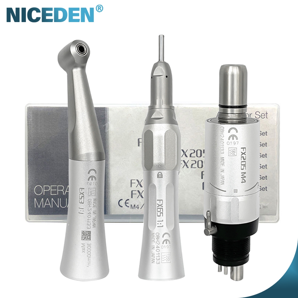 NICEDEN Dental Low Speed Handpiece Set External Watercourse Contra Angle Air Motor Straight Handpiece