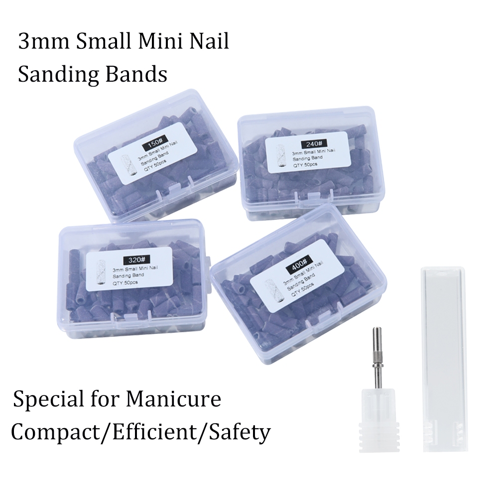3 มม.ขนาดเล็ก Mini สีดํา-สีม่วงเล็บขัด 150/240/320/400 สี่ประเภทสําหรับเล็บเจาะ Bit Mandrel สําหรับเล็บ Pedicure