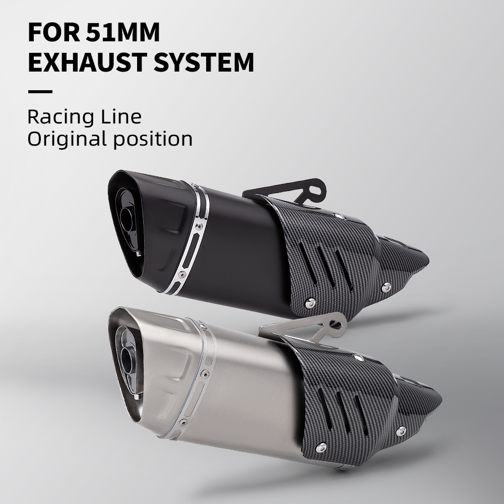 Universal 51mm รถจักรยานยนต์ท่อไอเสีย Escape Silencer Akrapovic ไอเสียสําหรับ R6 R3 Ninja400 Z900 R1