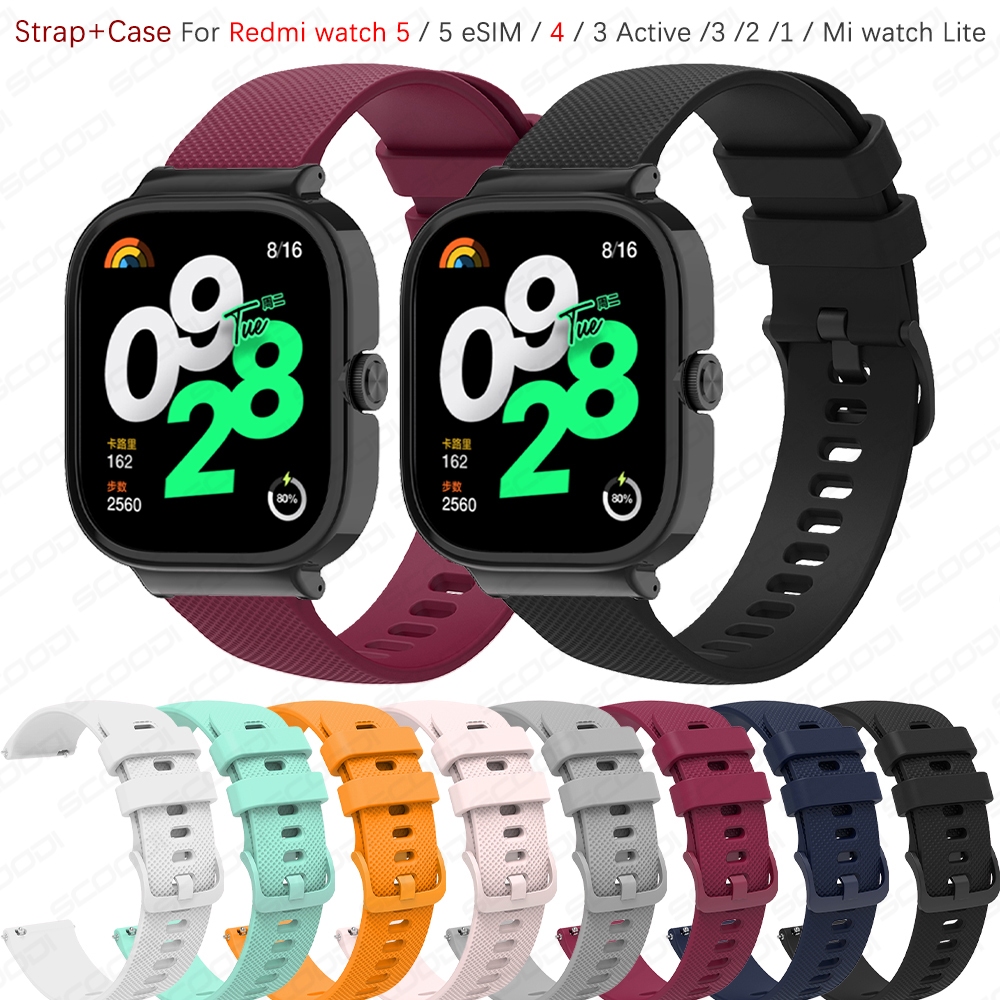 สายนาฬิกาพร้อมเคสสําหรับ Redmi Watch 5 / 5 eSIM / 4 / 3 Active / 3 / 2 / 1 / Mi Watch Lite สมาร์ทวอทช์สปอร์ตสร้อยข้อมือสมาร์ทแบนด์