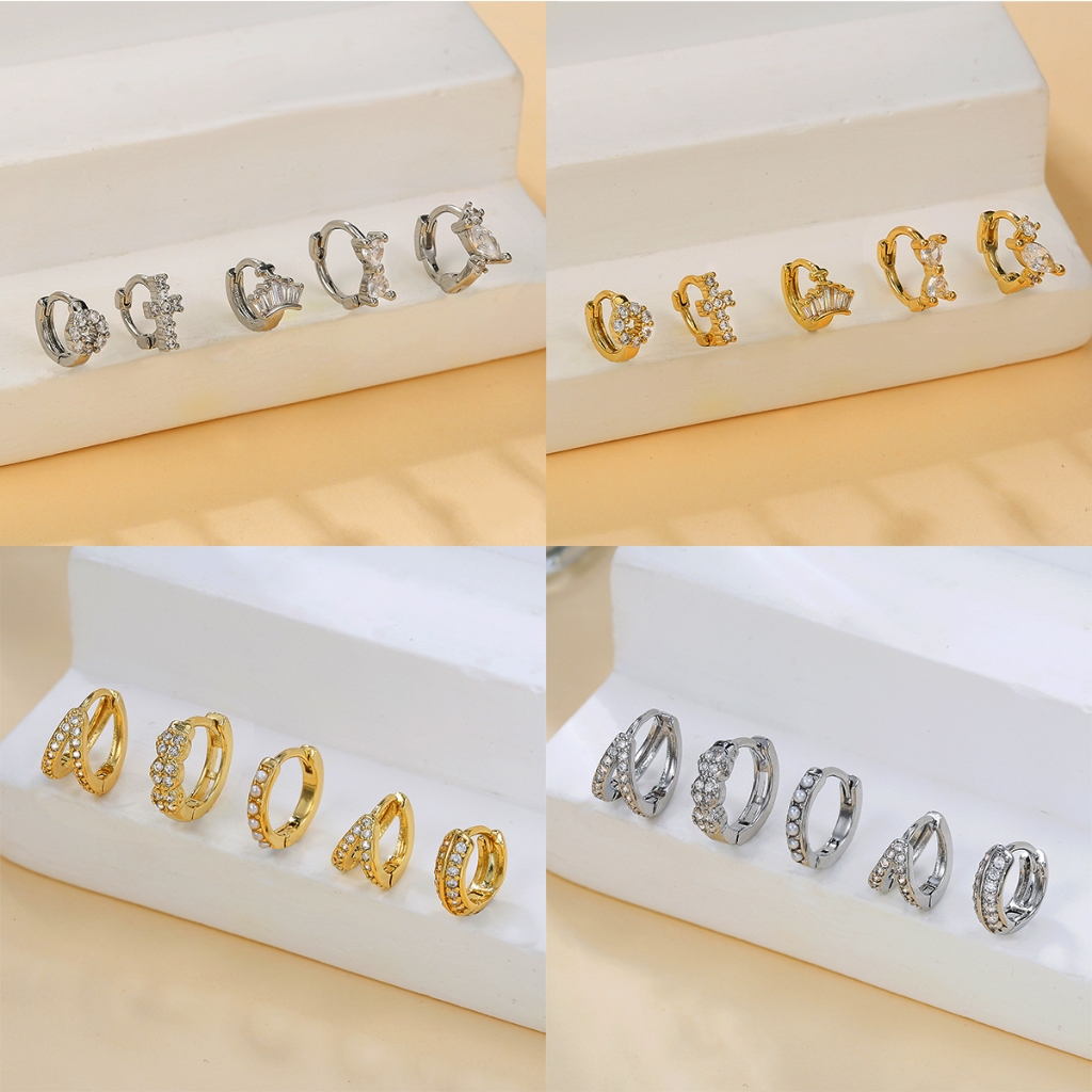 1 ชิ้น ก23 ต่างหูห่วงเหล็กไทเทเนียมมงกุฎข้ามต่างหูขนาดเล็กเครื่องประดับ