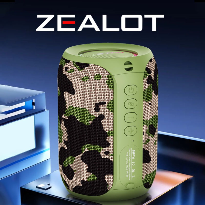 ZEALOT S32Pro ลำโพงบลูทูธ 15W ขนาดเล็ก | กันน้ำIPX4 | แบต3600mAh | ไฟสีสันสดใส+สายคล้อง พกไปเที่ยว