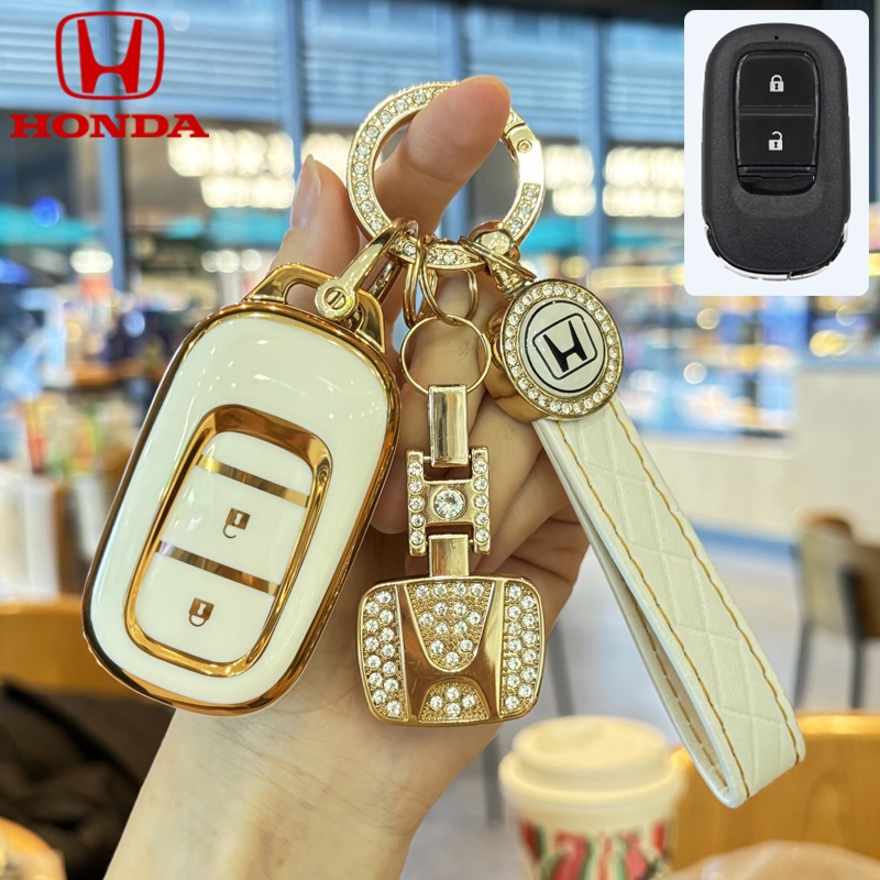 Honda 2 ปุ่มกล่องกุญแจรถเหมาะสําหรับ Honda Hrv/Crv/City/Xrv/Civic TPU พวงกุญแจรถ