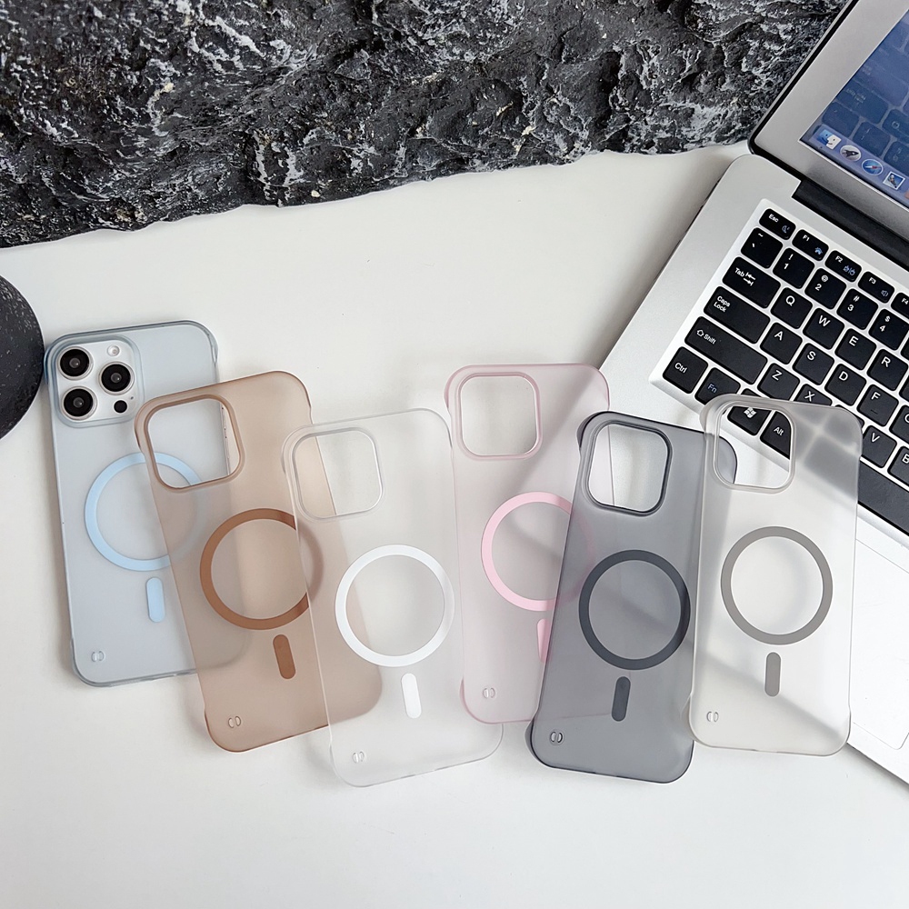 เคสโทรศัพท์แม่เหล็กใสไร้กรอบสําหรับ iPhone 16 14 15 Plus 13 12 Pro Max ฝาครอบบางพิเศษพร้อมรูเชือกเส้นเล็ก
