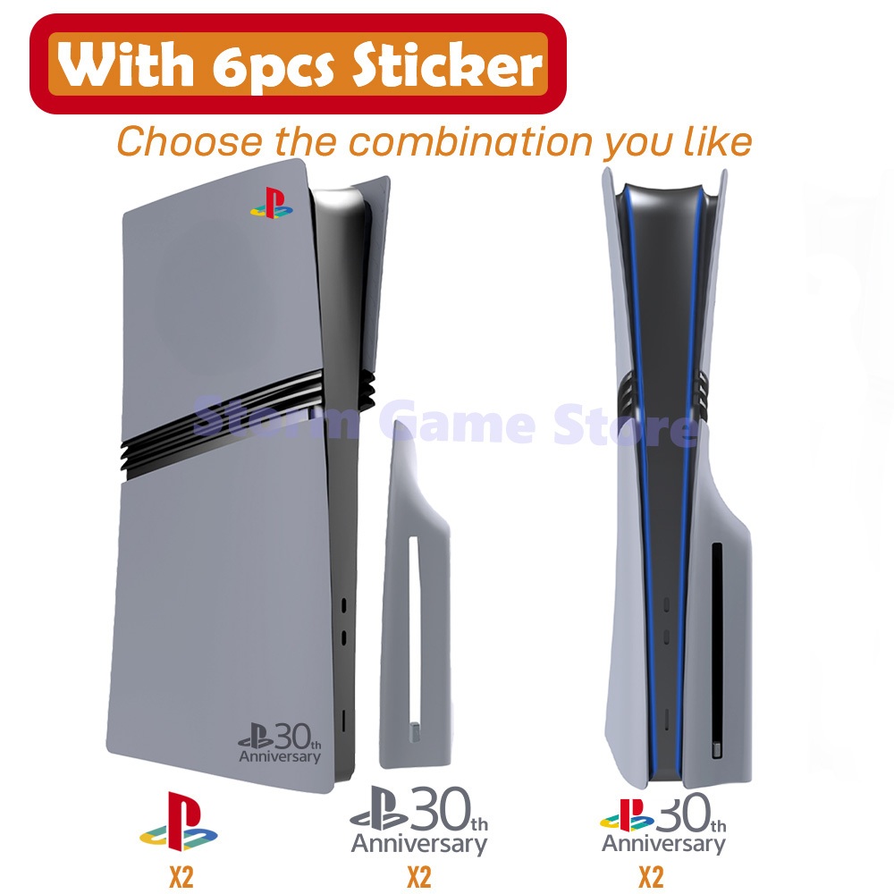 Limited 30th Anniversary สําหรับ PS5 Pro Faceplate สติกเกอร์โลโก้ไวนิล Playstation 5 Fat Console Cover Face Plate Shell Replacement