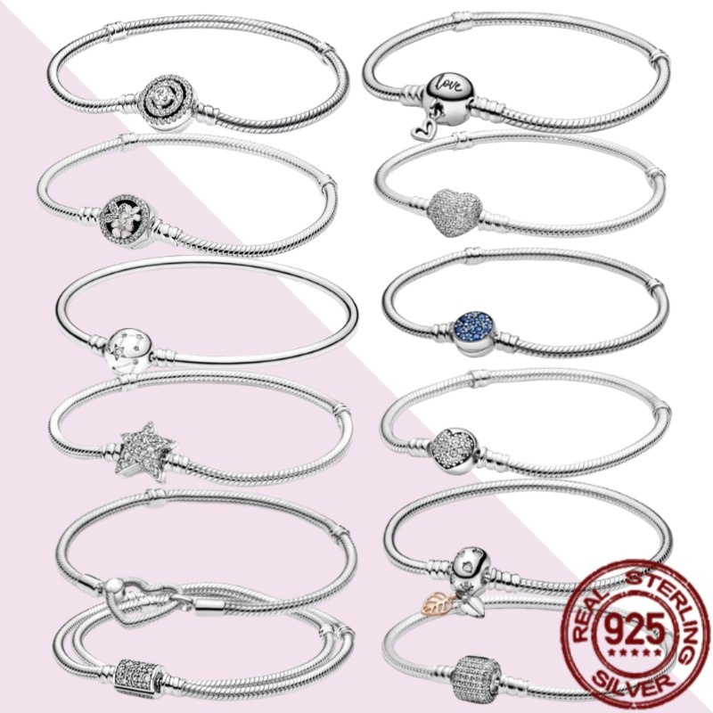 แฟชั่น Fit Original Pan Charm สร้อยข้อมือชุบเงินสาว Basic โซ่งู Pulseras ลูกปัด Diy ผู้หญิงผู้ชายสร้อยข้อมือ