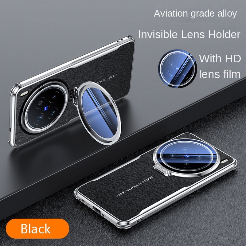 หนังธรรมดาแก้วผู้ถือเลนส์เคสโทรศัพท์สําหรับvivo X200 Pro X200 Pro Mini VIVO X200 ปลอกผิวรู้สึกสี่มุมAnti-Dropกล้องกันกระแทกฝาครอบป้องกัน