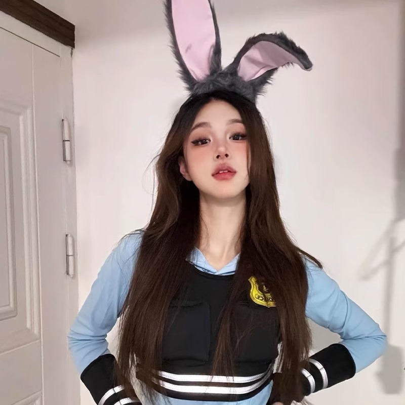 Judy ตํารวจเจ้าหน้าที่กระต่ายหูคาดศีรษะ Disney แถบคาดศีรษะคอสเพลย์กระต่ายสาวตุ๊กตาน่ารักสวนสนุก Headwear - รูปที่ 2