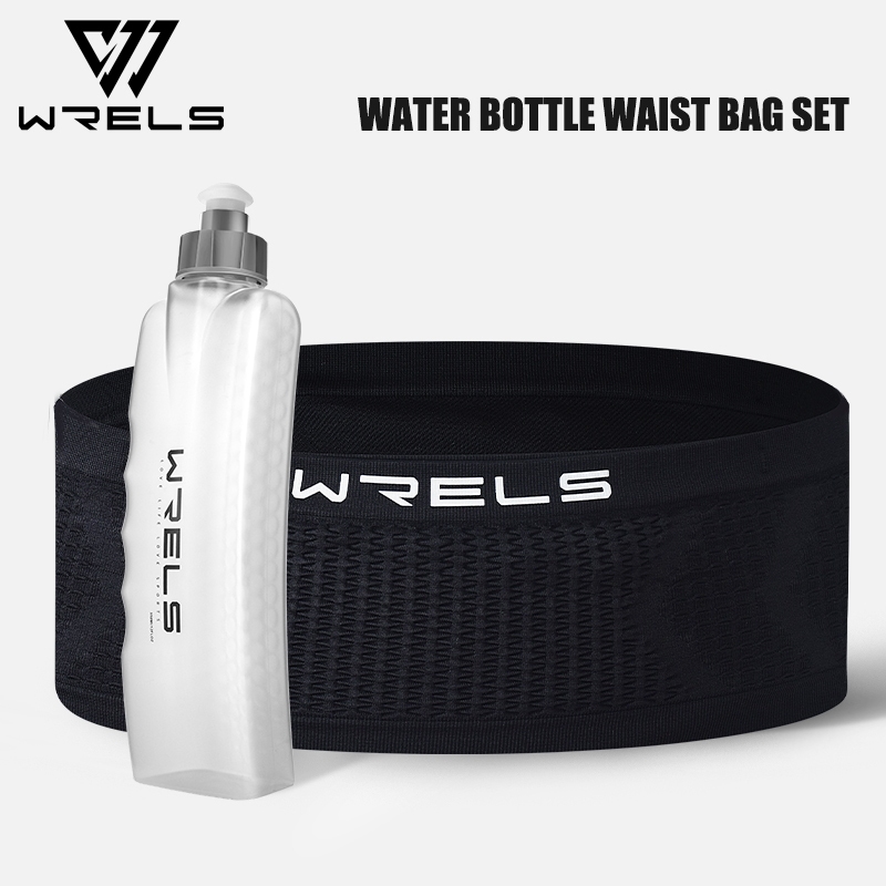 WRELS กระเป๋าคาดเอวพกพา 350มล. + ขวดน้ำโค้ง สำหรับวิ่งและปีนเขากลางแจ้ง