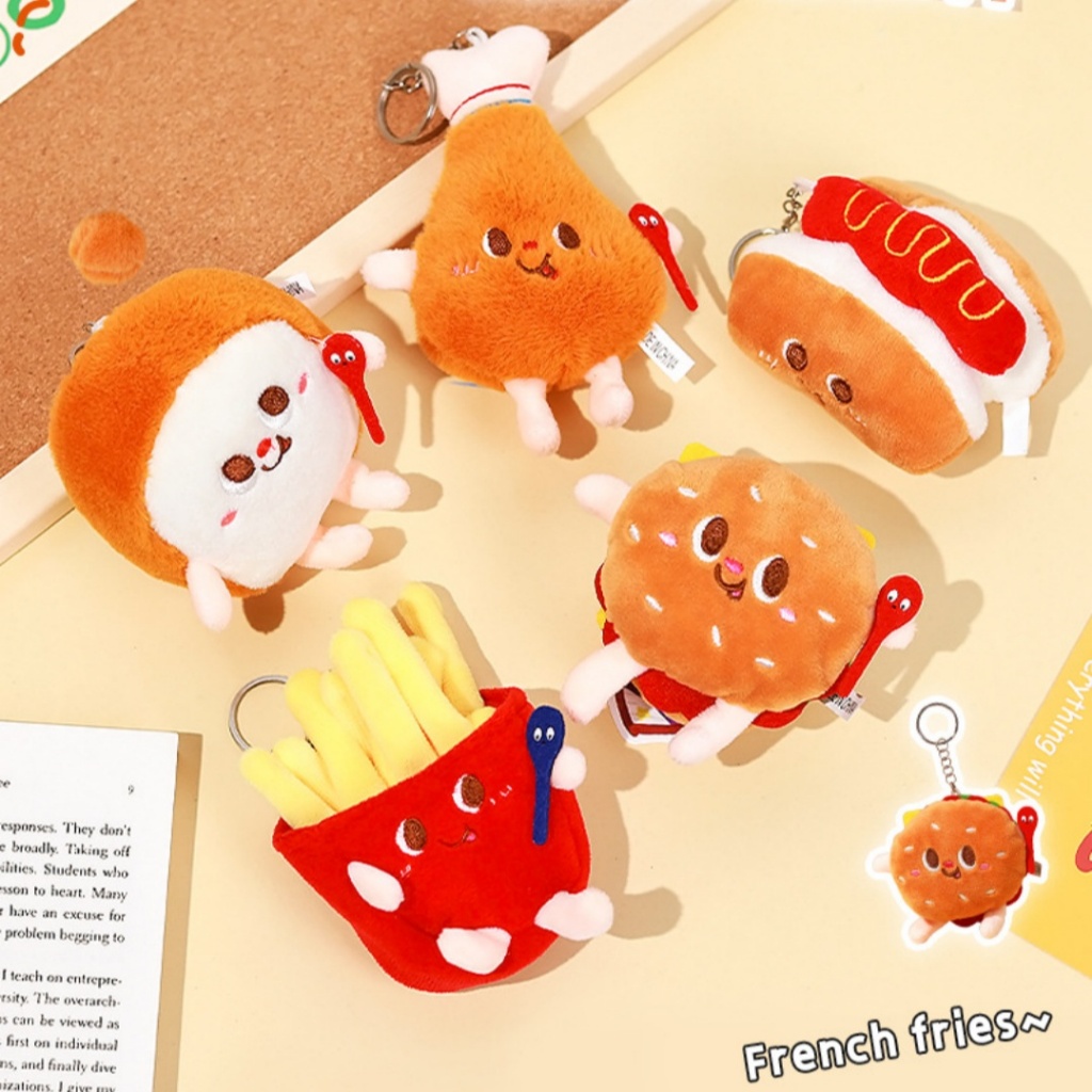 Creative Burger ตุ๊กตาจี้ตุ๊กตา French Fries ไก่ขารูปร่างกระเป๋าจี้ SP091