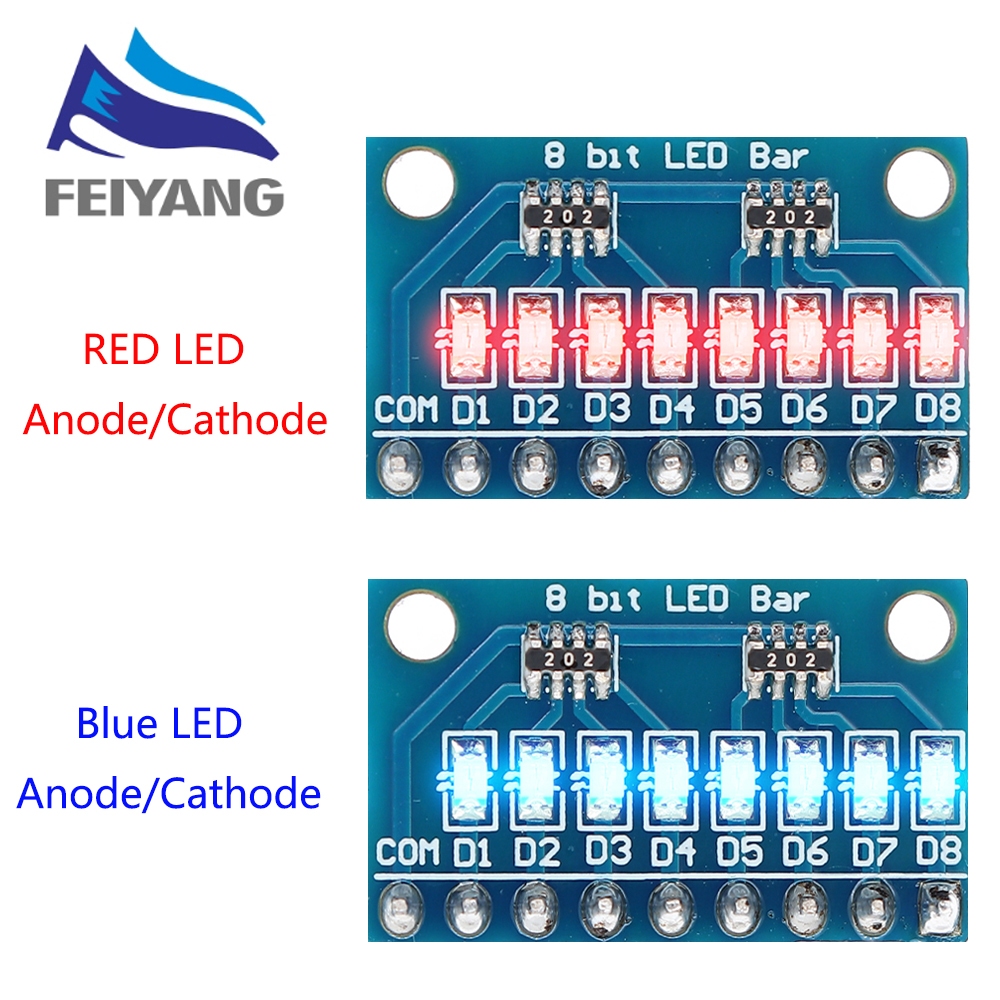 3.3v 5V 8 บิตสีฟ้า/สีแดง Common Anode/Cathode LED ตัวบ่งชี้โมดูล Diy สําหรับ Arduino NANO UNO Raspberry pi 4 Nodemcu V3