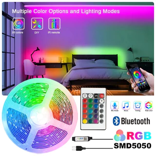 ไฟ LED RGB Usb Strip SMD 5050 เทปยืดหยุ่น 2835 สีขาวอบอุ่นสําหรับตกแต่งห้องนอน 16 สีห้องครัวทีวี Backlight Wall Christmas งานแต่งงานตกแต่งกลางแจ้ง