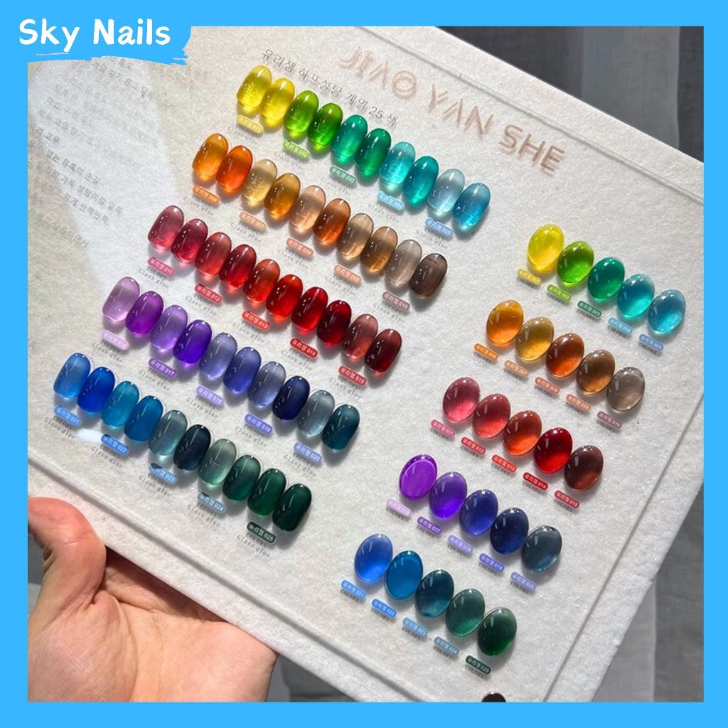 ชุดยาทาเล็บเจล JYS 25 สี ลูกอมเจล สีโดปามีน สีอิ่มตัวและสดใส（JIAO YAN SHE）แผนภูมิสีฟรี