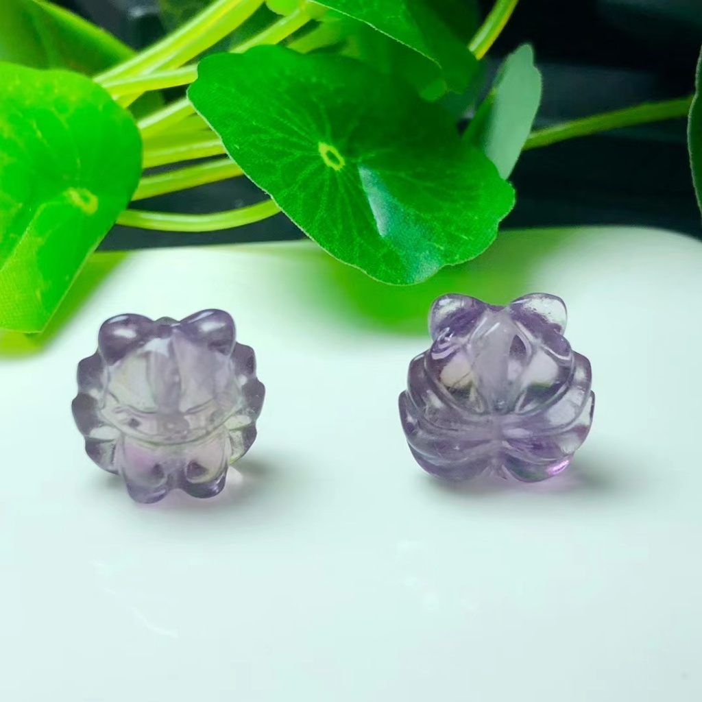 ธรรมชาติ Amethyst ลาเวนเดอร์ Nine-Tailed Fox ประมาณ 17 มม.แกะสลักชิ้นเครื่องประดับน่ารัก Hand-Made เครื่องประดับ diy อุปกรณ์เสริม Simple All-Match ของขวัญ