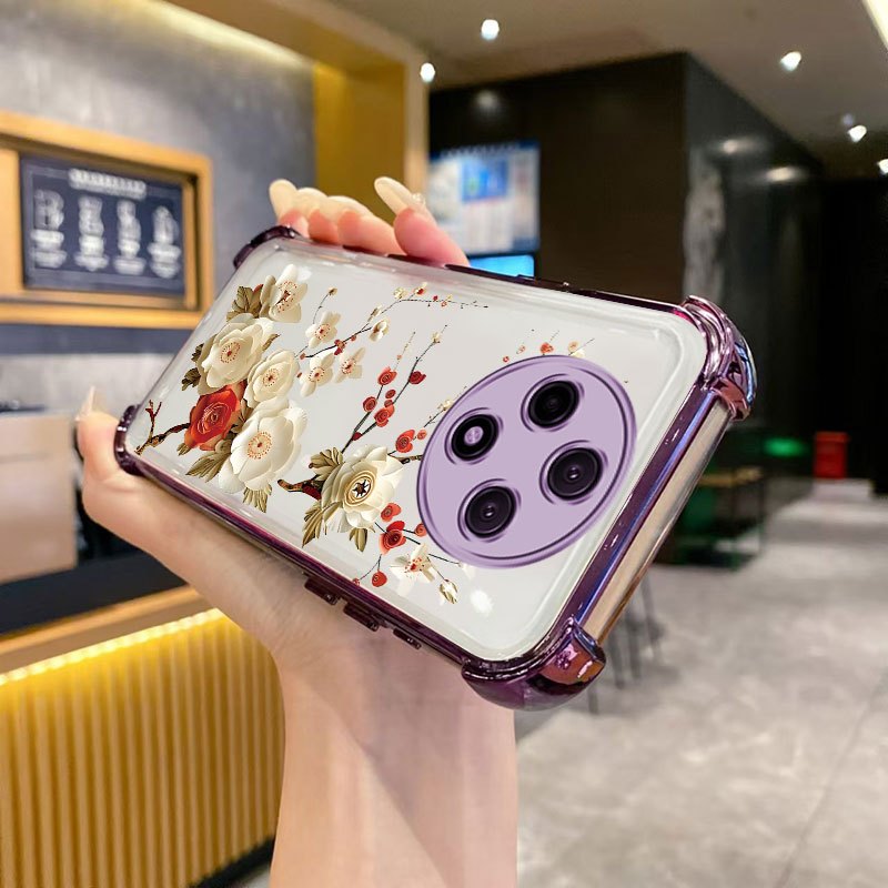 เคสสําหรับoppo Reno12 F 5g Reno 12F 5g 2024 เคสโทรศัพท์Softcaseซิลิโคนกันกระแทกออกแบบใหม่ความงามน่ารักดอกไม้Pardia SJZZH01