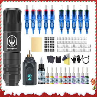 Poseidon Tattoo Pen Kit- เครื่องสักพร้อมตลับเข็มสัก 10 ชิ้น,…