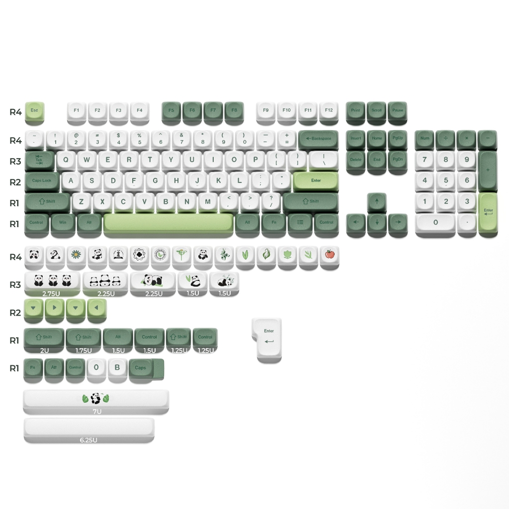 Xvx Panda Bear MOA Profile Double-Shot PBT Keycap Set 143 คีย์