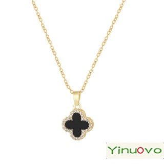 Yinuovo สร้อยคอโคลเวอร์สี่ใบสร้อยคออารมณ์แฟชั่นแสงหรูหราโซ่กระดูกไหปลาร้ายอดนิยม
