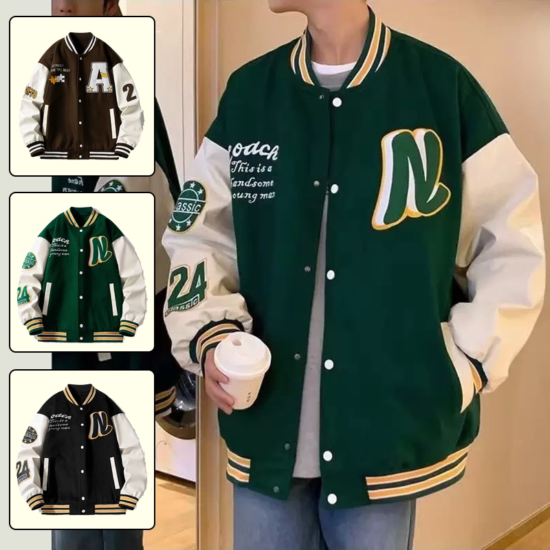 EERSHENSHI เสื้อแจ็คเก็ตผู้ชาย American Retro แฟชั่นแบรนด์แจ็คเก็ตเบสบอลฤดูใบไม้ร่วงใหม่หลวม All-Matching Casual