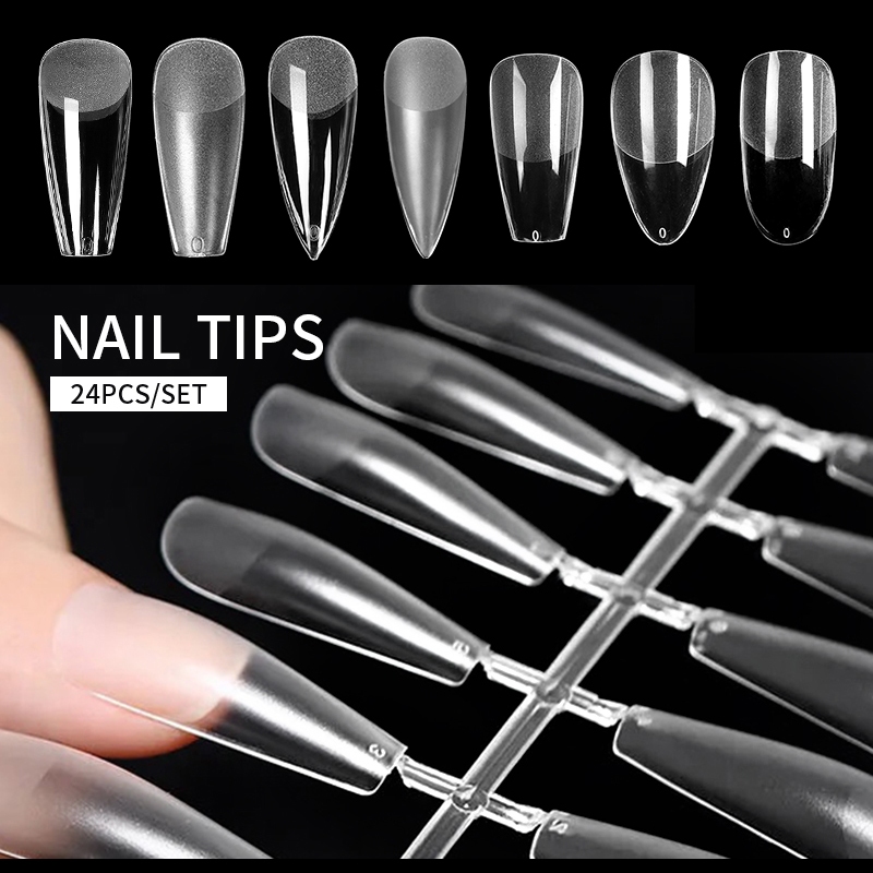 Ur เล็บปลอม แบบใส อัลมอนด์ คอฟฟิน สี่เหลี่ยม ความเหนียว สําหรับต่อเล็บ 10 ชิ้น