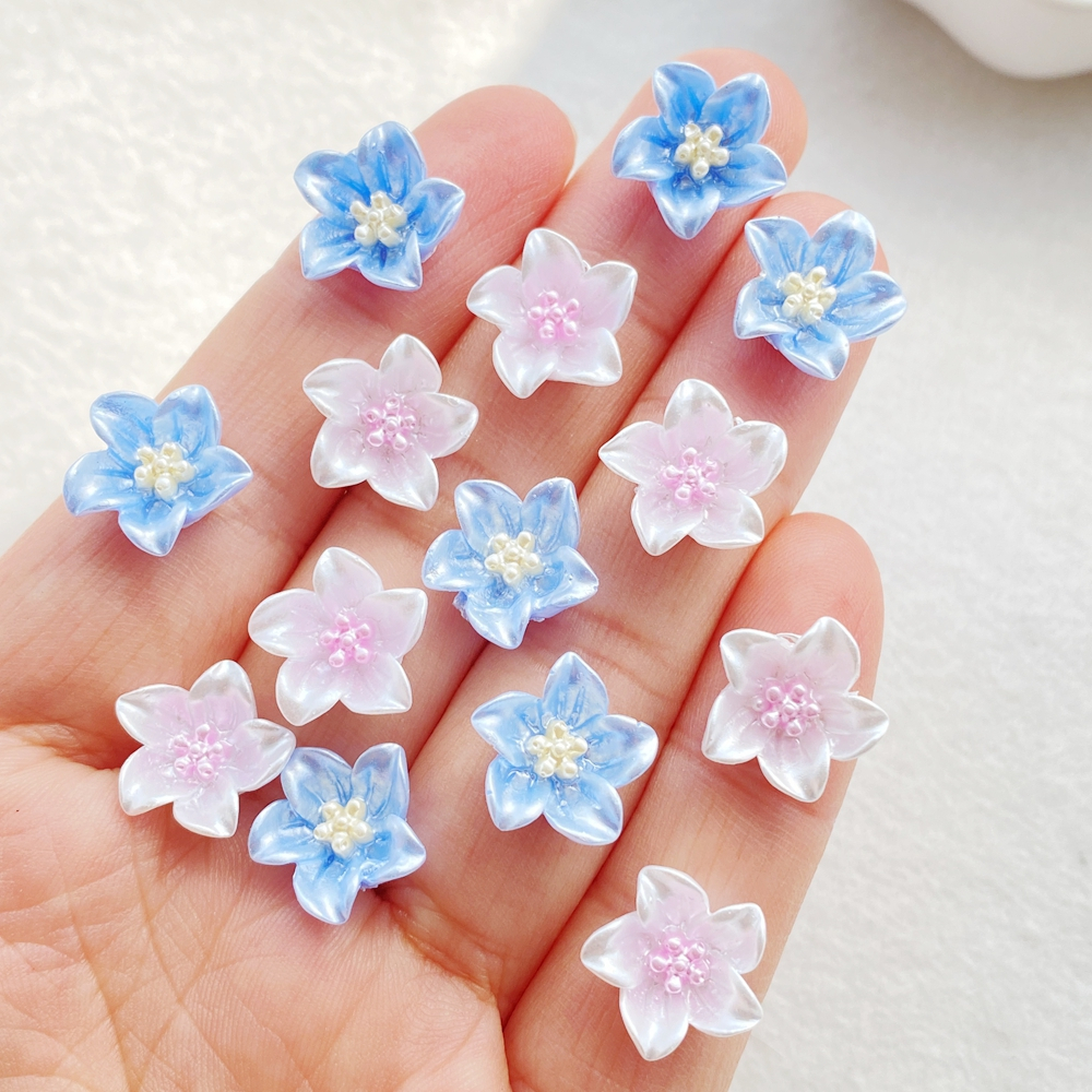 30 ชิ้น 12 มม.เรซิ่นคาร์เนชั่นดอกไม้ Rhinestones, สีขาว & Royal Blue Flatback Nail Art Decor, DIY เล็บและเครื่องประดับหัตถกรรม, Scrapbooking Embellishments สําหรับผู้หญิงและหญิง