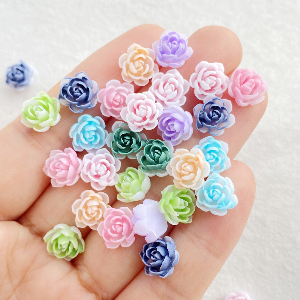 50ชิ้นสดใสที่มีสีสันผสมเรซิ่นมินิดอกไม้แบนกลับรูปปั้นดอกไม้สําหรับเล็บ,งานแต่งงาน ทําเอง,งานฝีมือเครื่องประดับและอุปกรณ์