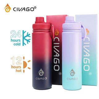 CIVAGO（22oz）Wide Mouth with Sport Lid Vacuum Insulated Tumbler Hot And Cold Drinking Water Bottle